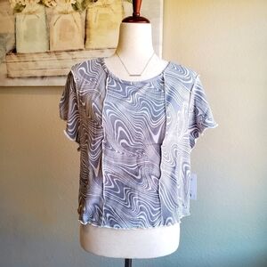 SO | Short Sleeve Seamed Tee in Gray Marble sz 2X